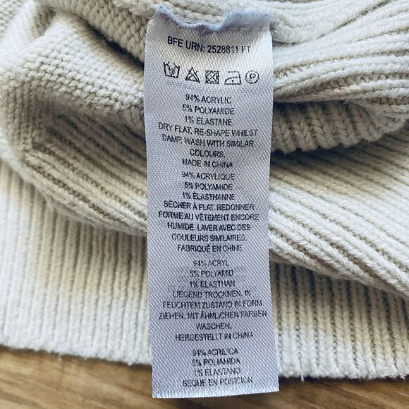 French Connection L Cropped Bobble-Stitch Knit Sweater Cream Cottage Preppy Chic - Picture 13 of 16